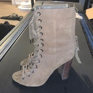 Green Suede Lace-up Heels